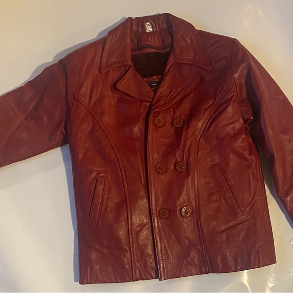 Authentic Grande Pieles red leather peacoat with zip out liner new xs - Picture 10 of 14